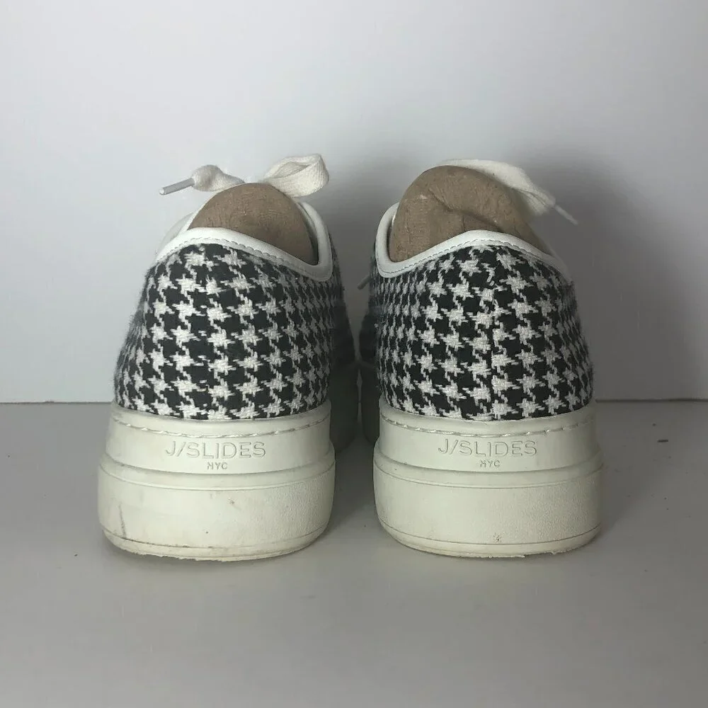 J/SLIDES NYC Nate Sneakers Women's Size 8.5 Black Houndstooth Platform Shoes